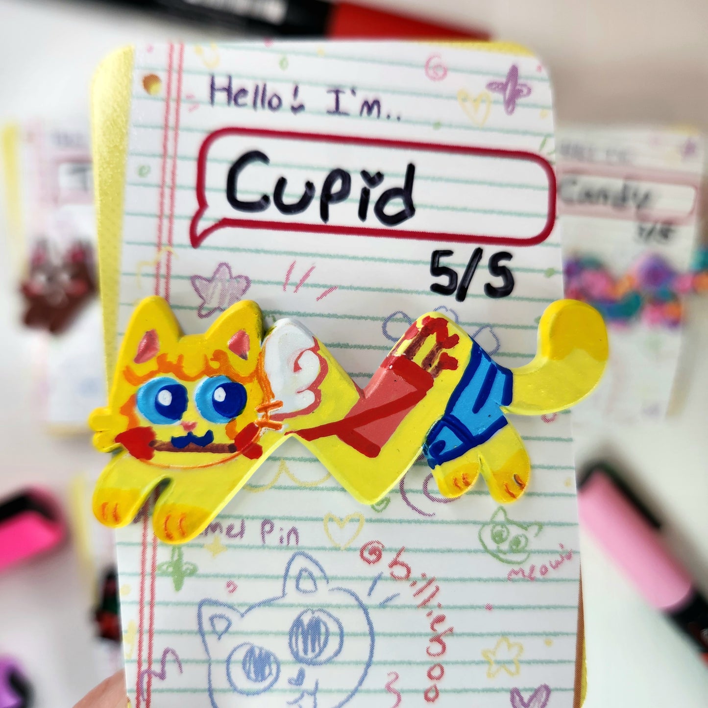 Valentine Ziggy Kitty Enamel Pins