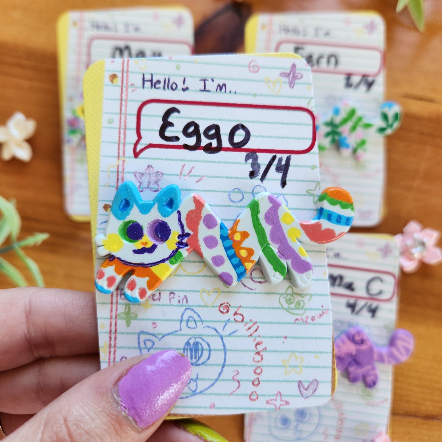Spring Ziggy Kitty Enamel Pins