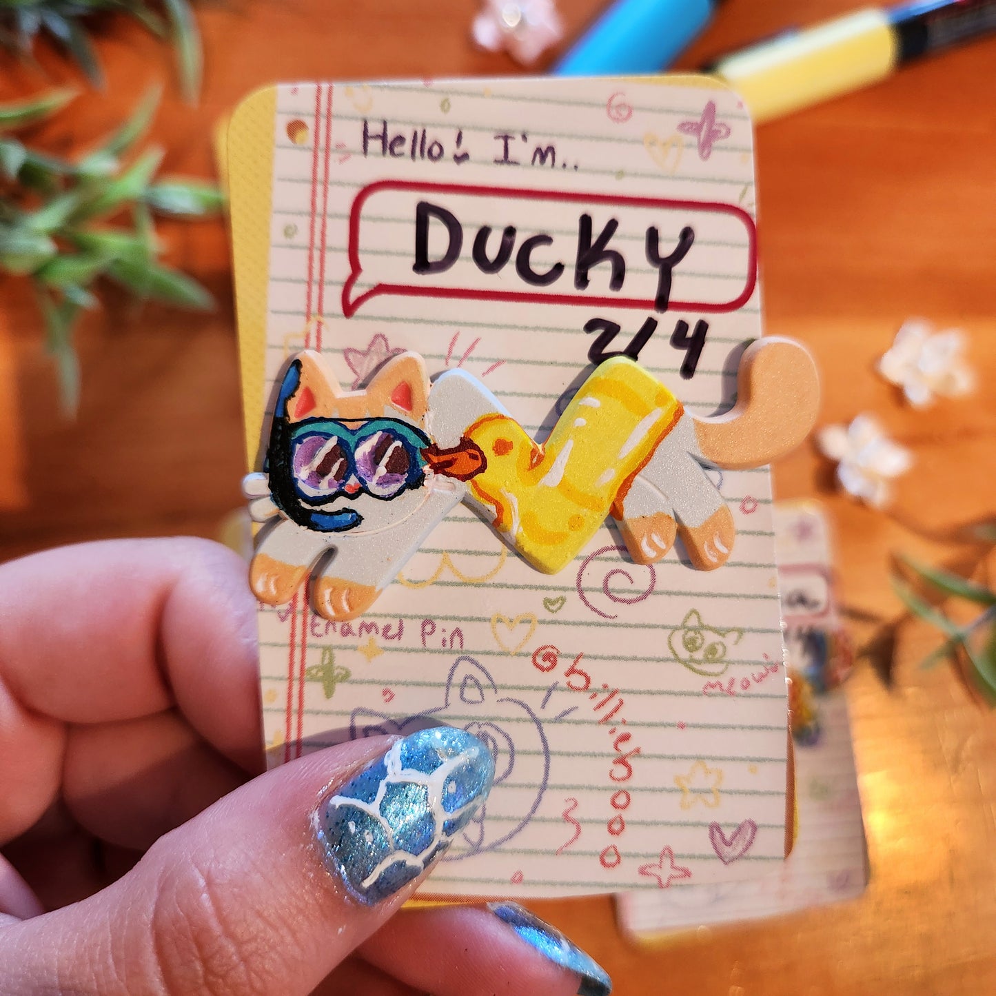 Summer Ziggy Kitty Enamel Pins