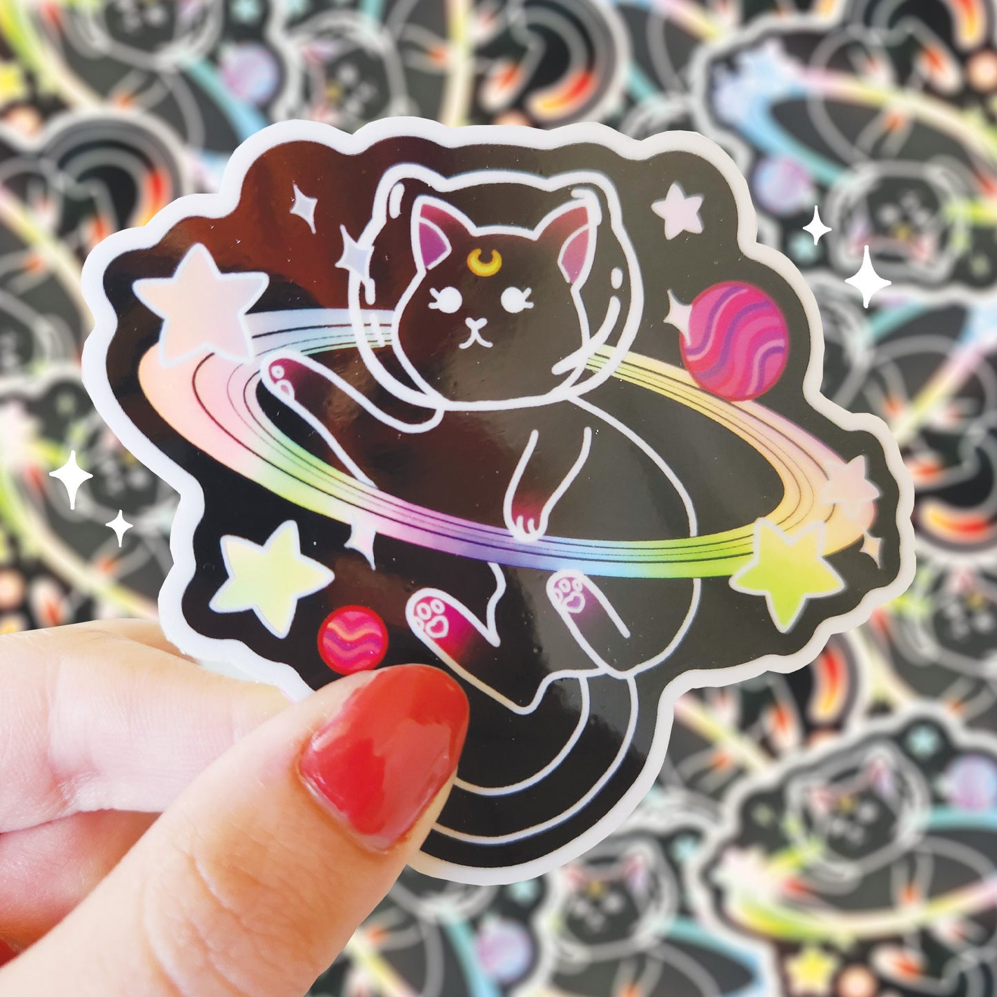 Holographic Sticker | Space Cat