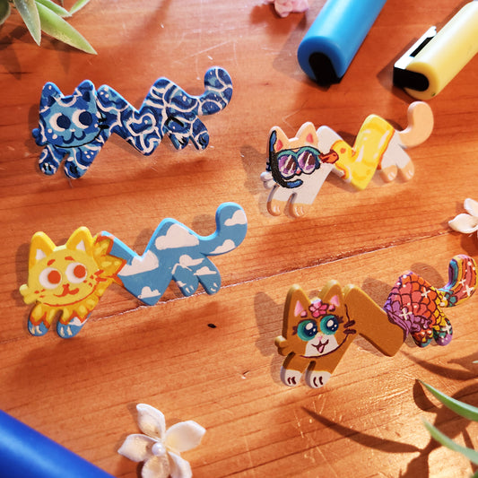 Summer Ziggy Kitty Enamel Pins