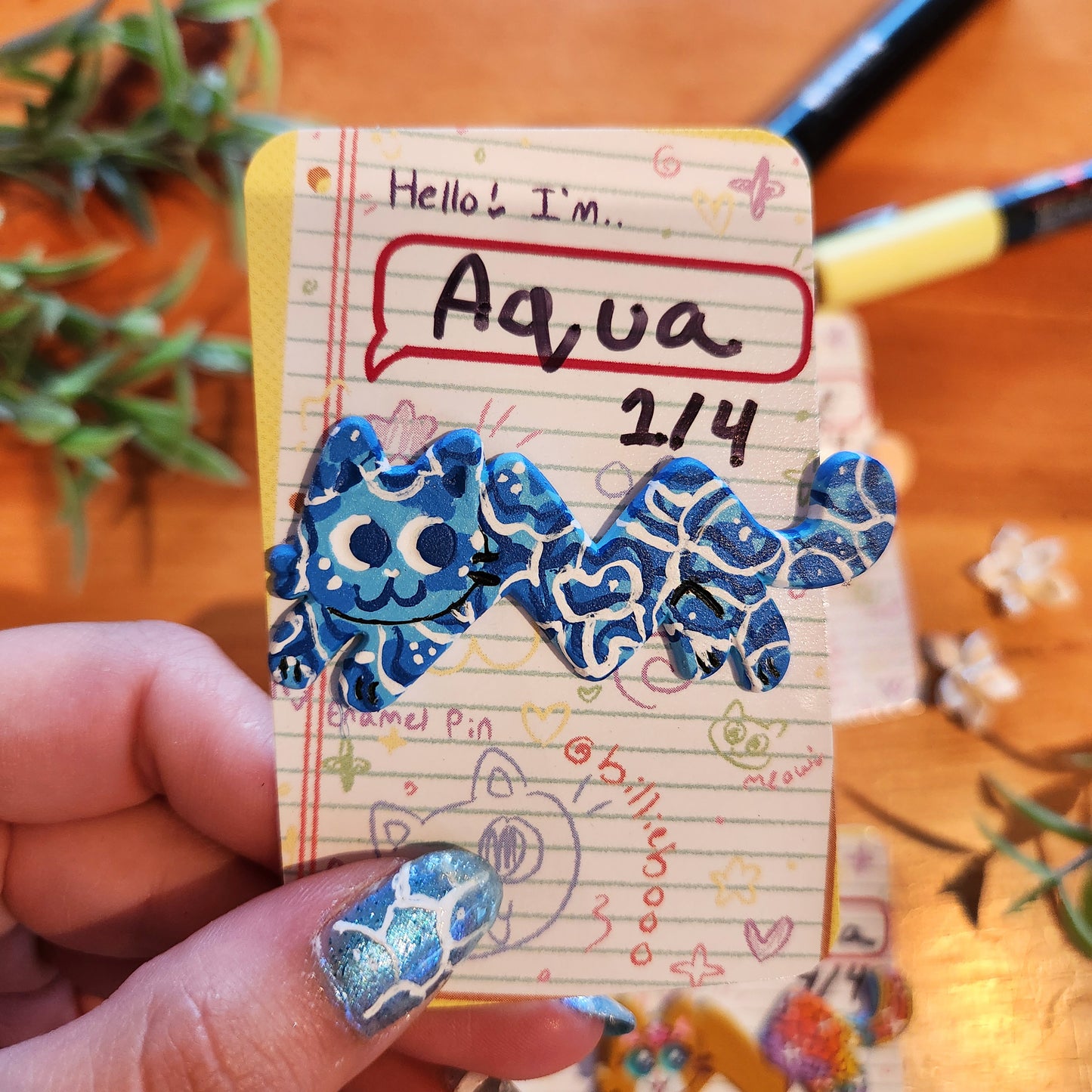 Summer Ziggy Kitty Enamel Pins