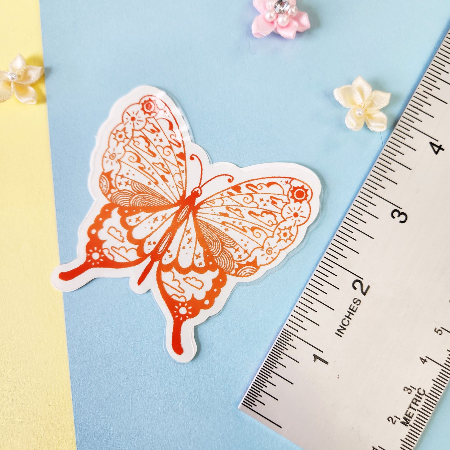 Clear Sticker | Moth and Butterfly