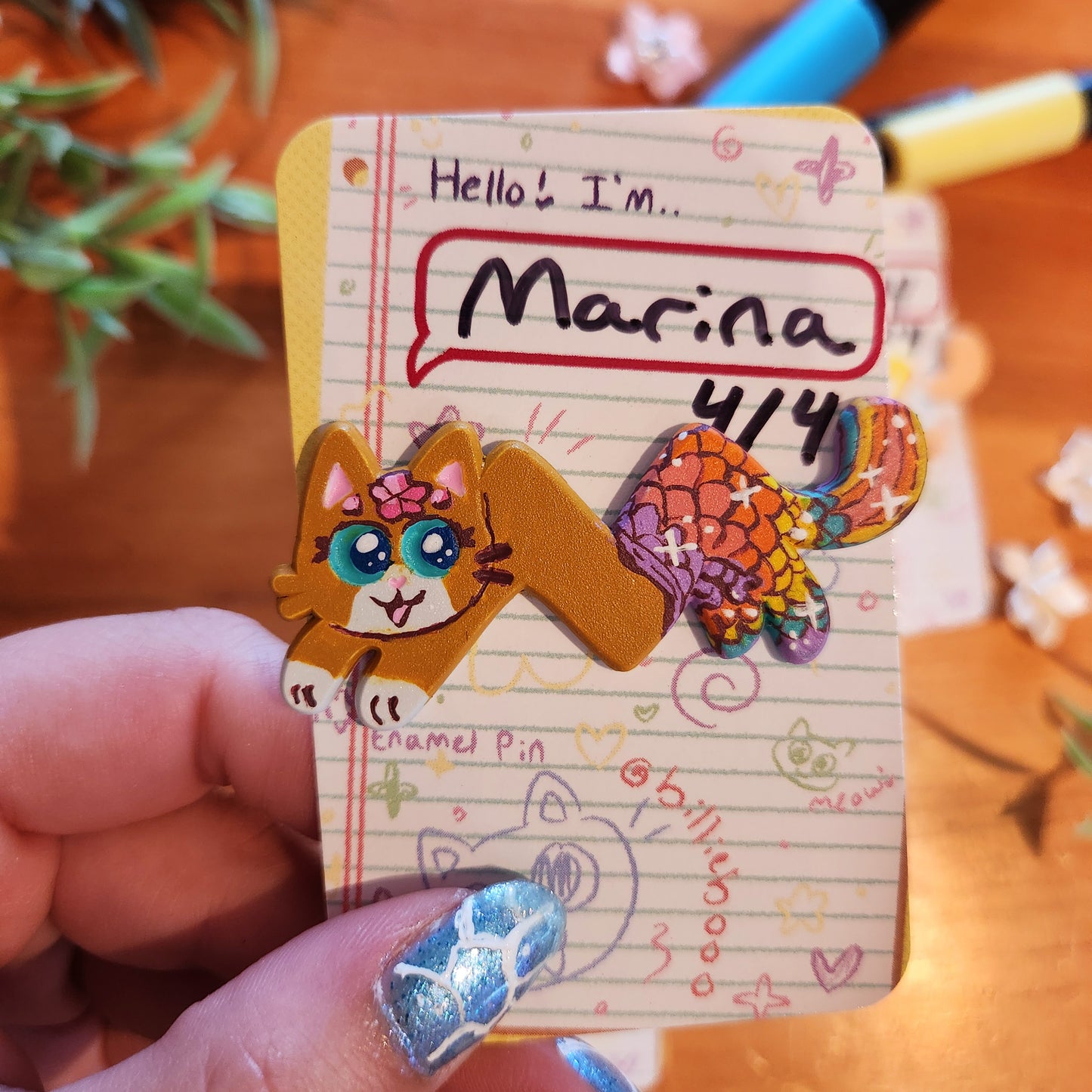 Summer Ziggy Kitty Enamel Pins