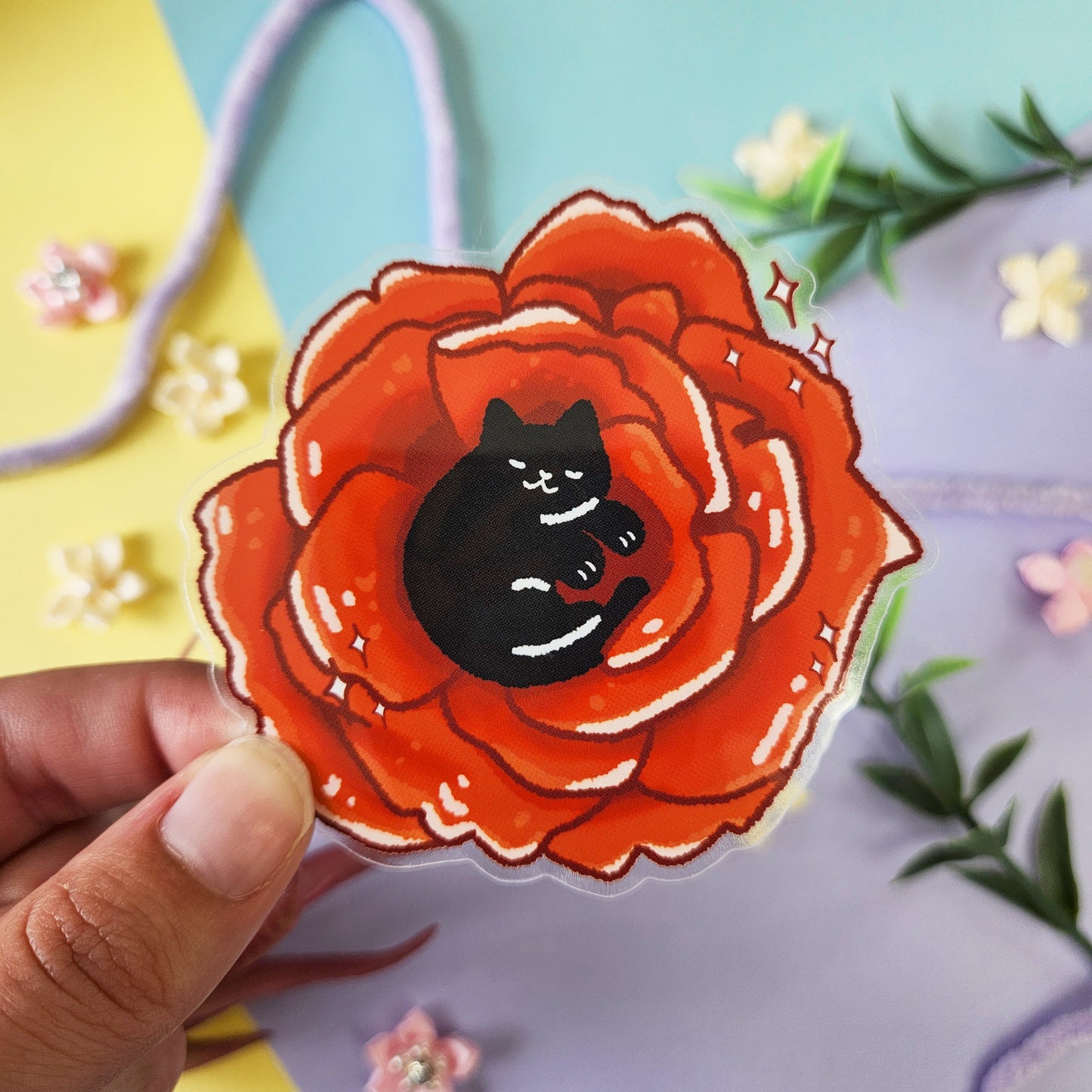 Clear Sticker | Flower Cats