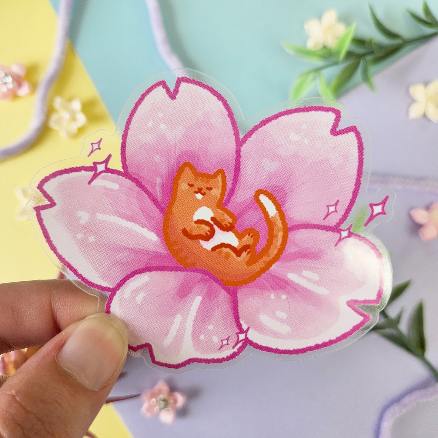 Clear Sticker | Flower Cats