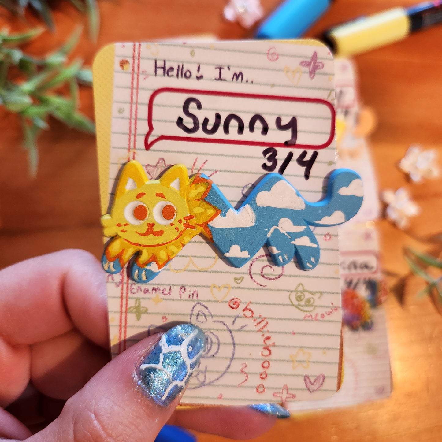 Summer Ziggy Kitty Enamel Pins