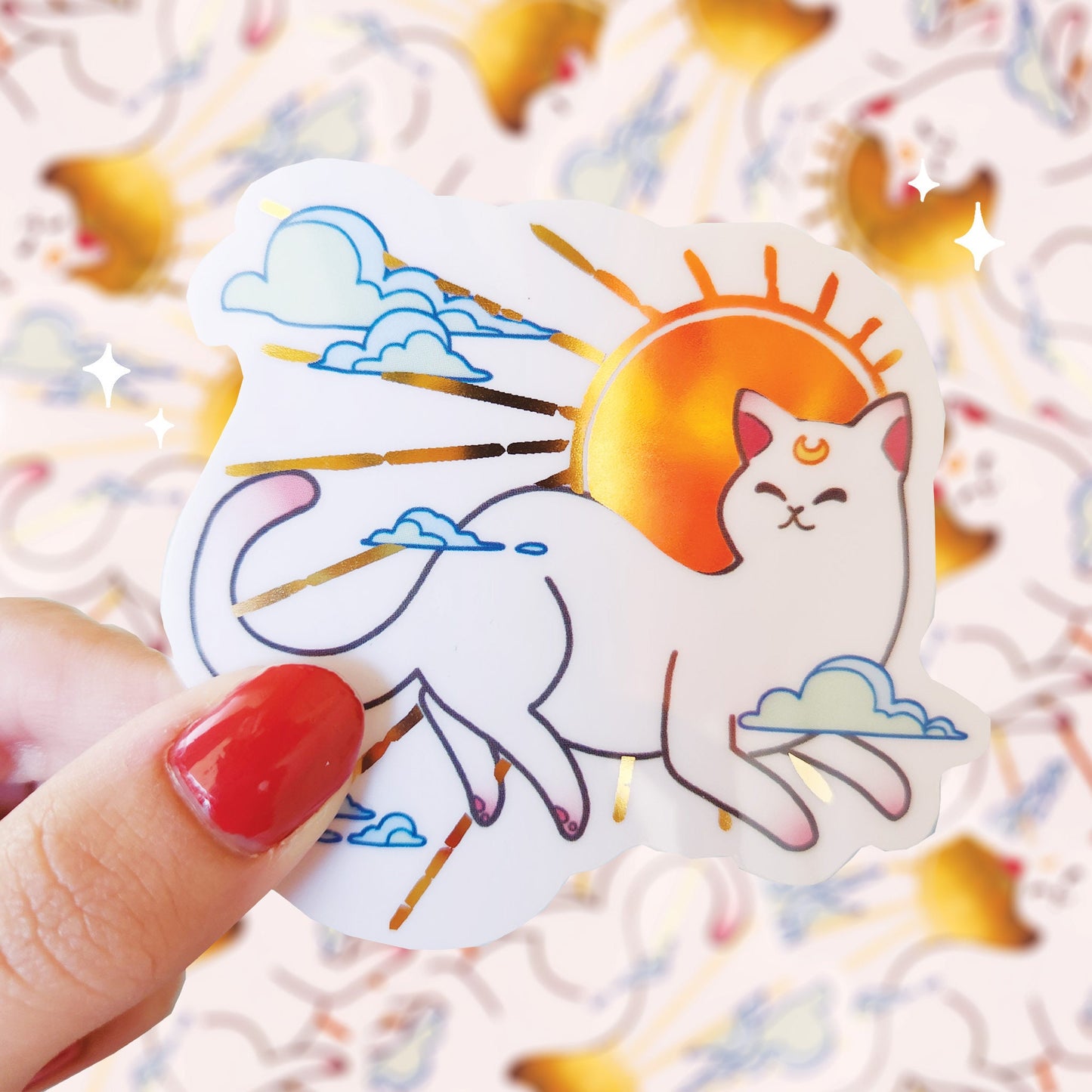 Gold Foil Sticker |  Sun Cat